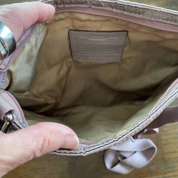 COACH Mauve/Pink Signature Logo Getaway Nylon File Crossbody Purse - Picture 5 of 10